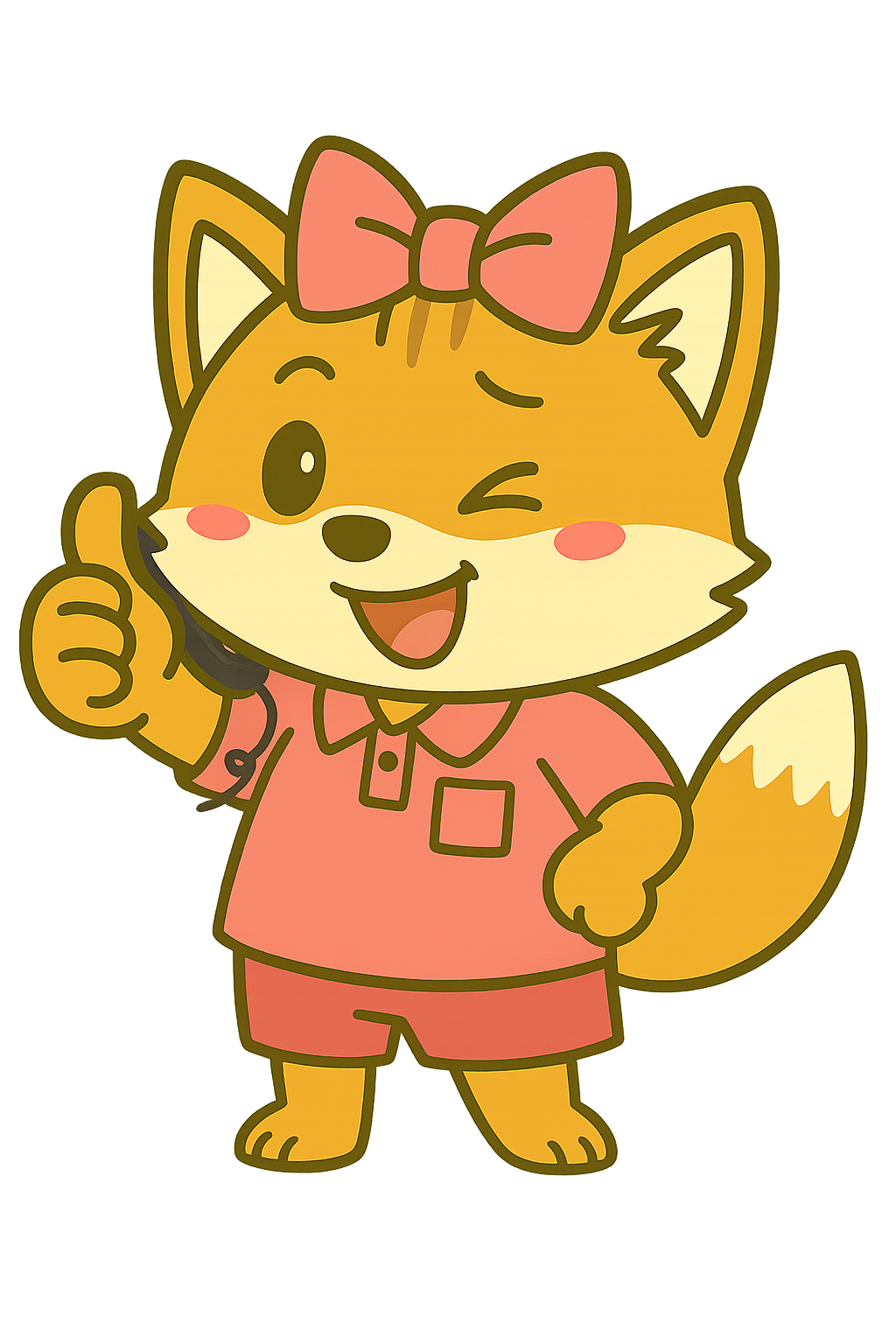札幌の不用品回収やゴミ屋敷片付けの電話相談を受けるきつねちゃんキャラクター｜安心対応・見積無料