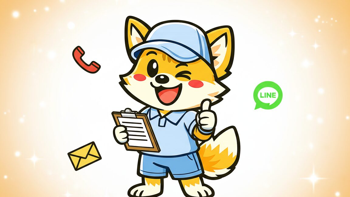 便利屋アスタートへのお問い合わせ・無料見積りのご案内 きつねくん