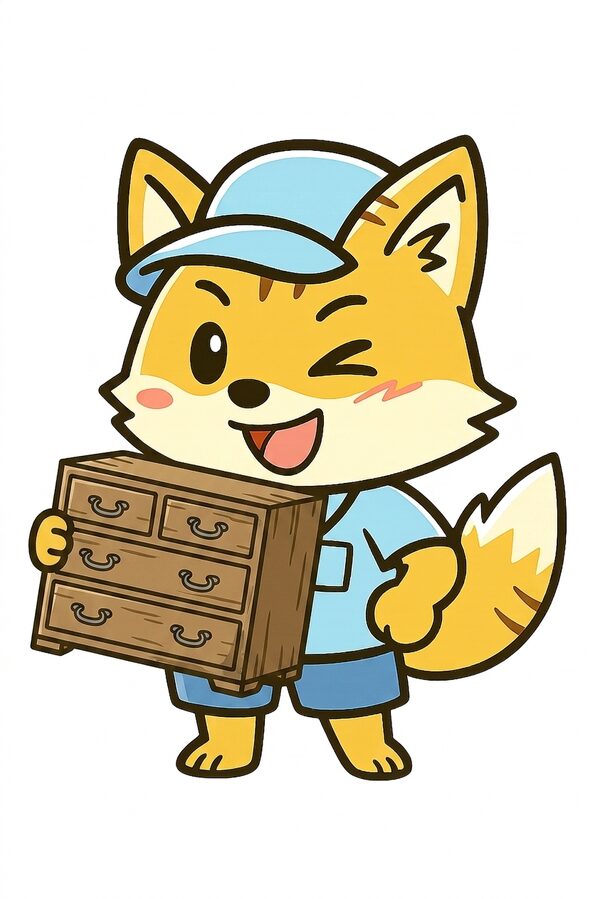 札幌でたんすを運ぶ便利屋アスタートのきつねくん|たんすの処分・回収