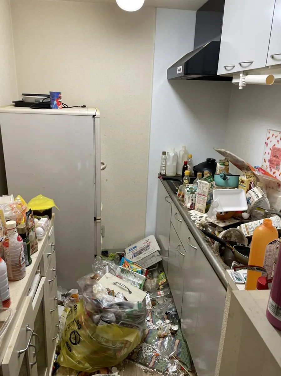 札幌市豊平区3LDKマンションのキッチンの不用品回収前の様子